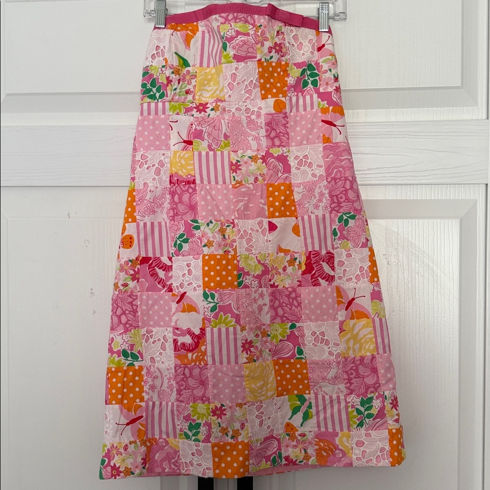 Vintage Lilly Pulitzer White Label strapless 2 minute sewn patch dress EUC Sz 14